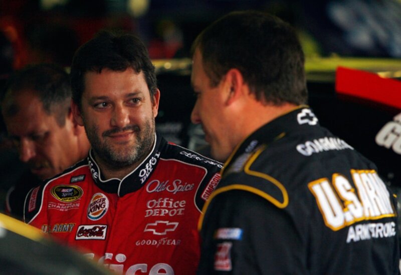 NASCAR drivers in team meeting