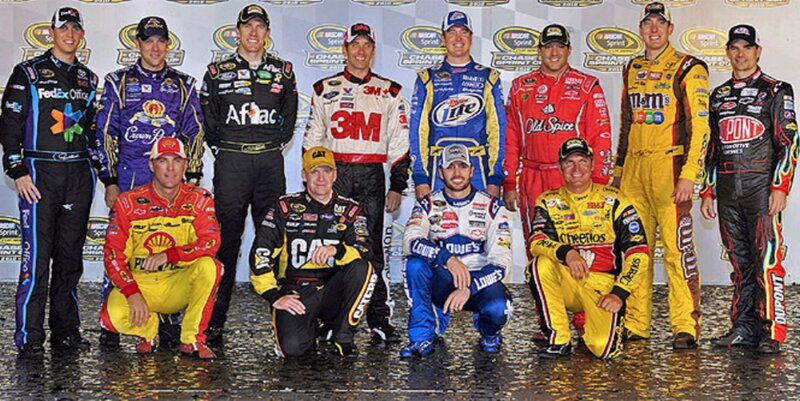 NASCAR drivers on podium