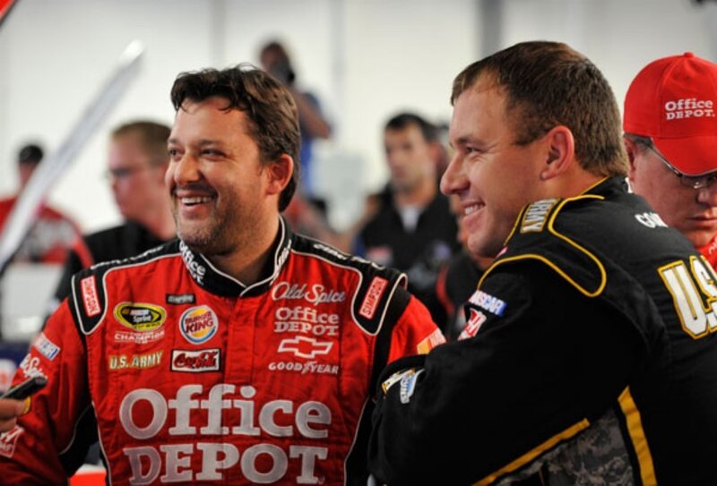 NASCAR drivers smiling together