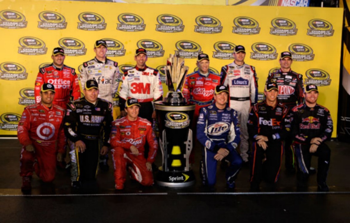 NASCAR drivers with trophy
