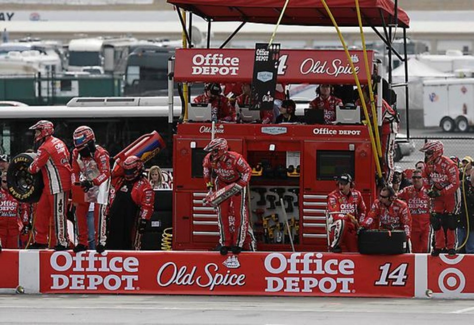 NASCAR pit crew in action
