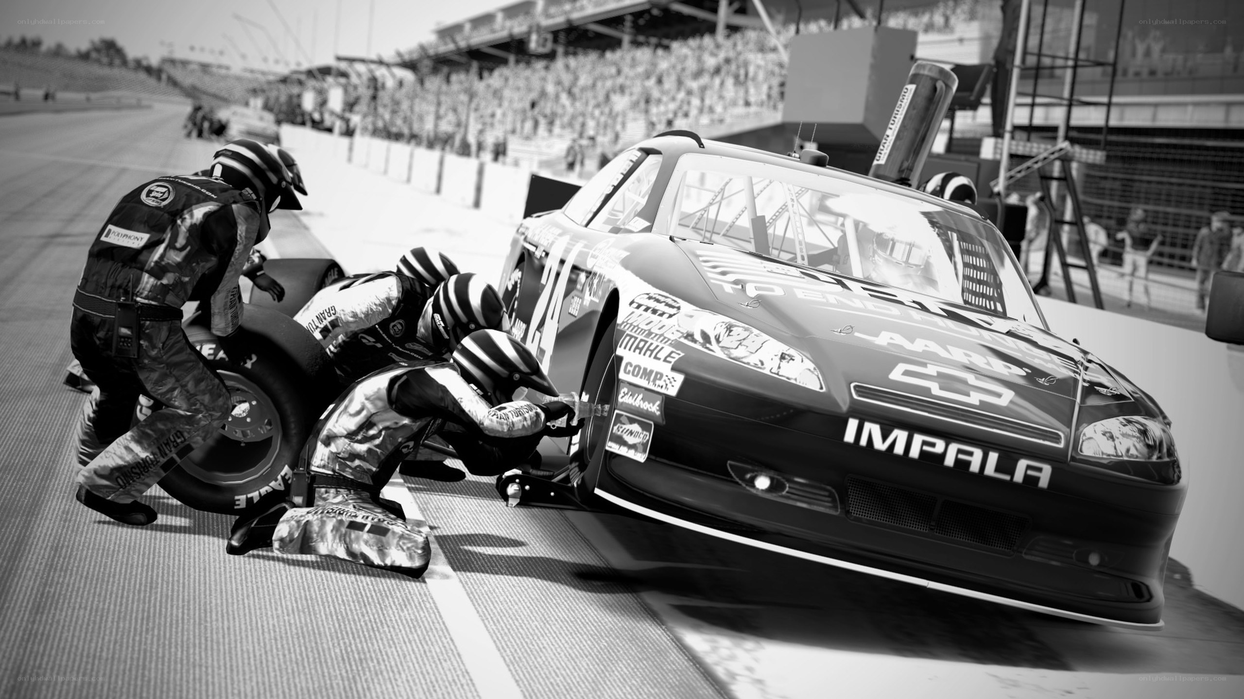 NASCAR pit stop in action