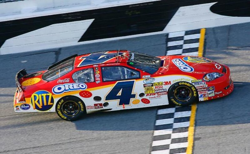 NASCAR race car at finish line