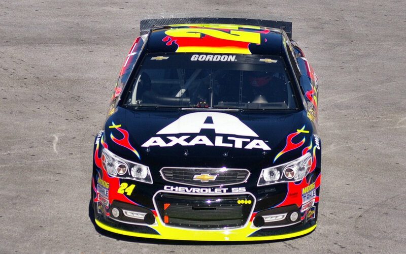 NASCAR Race Car — Black, Dynamic, Afternoon, Photograph, Flames, Axalta