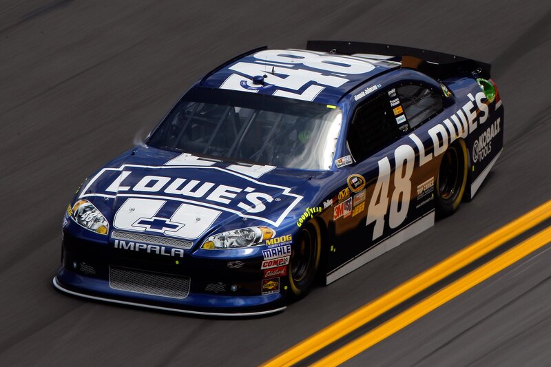 NASCAR race car in motion
