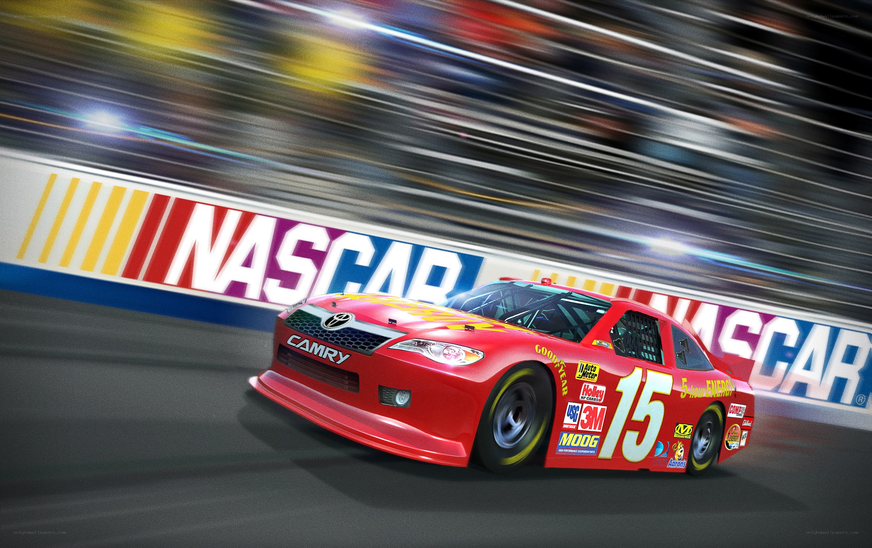 NASCAR race car in motion