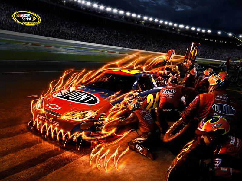 NASCAR Race Car Pit Stop — Red, Dramatic