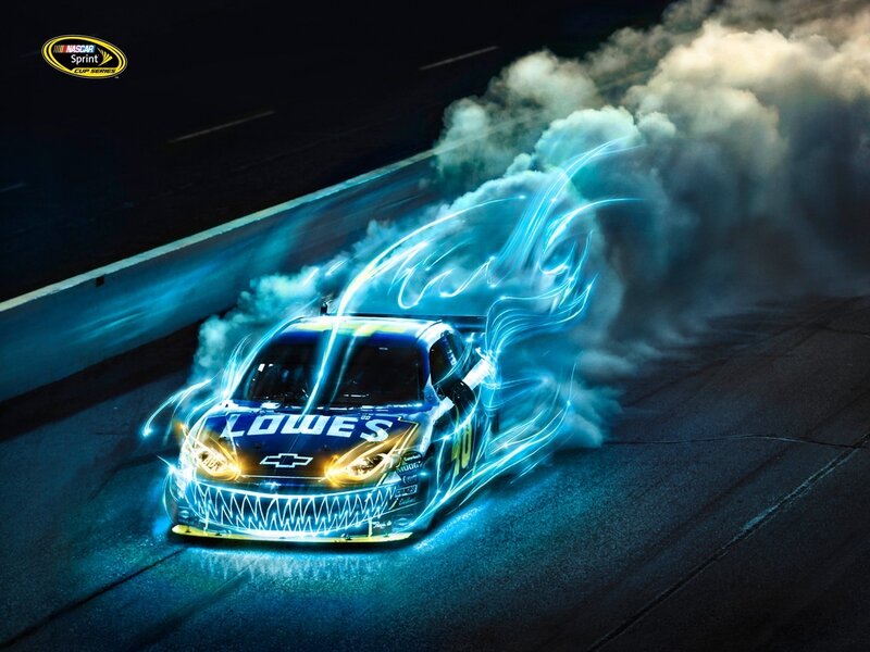 NASCAR race car with glowing effects