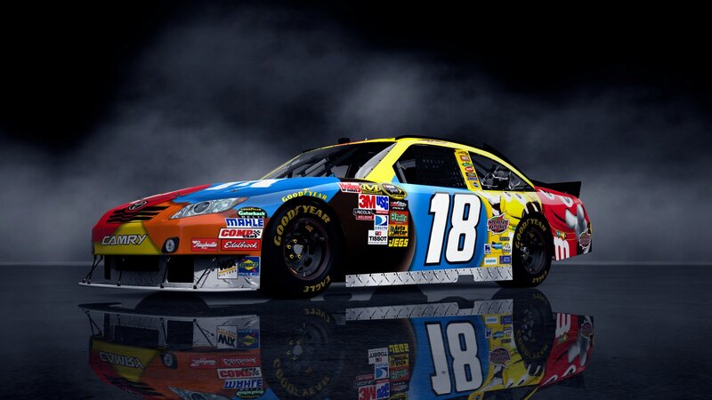 NASCAR race car with M&M's livery