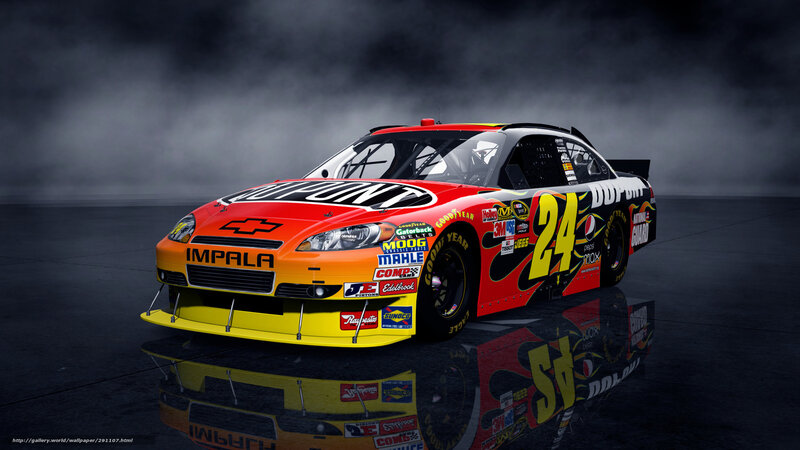 NASCAR race car with sponsor logos