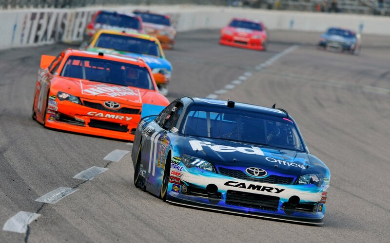NASCAR Race Cars — Blue, Dynamic, Afternoon
