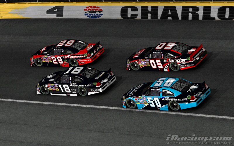 NASCAR race cars on track