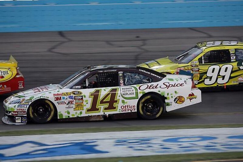 NASCAR race cars on track
