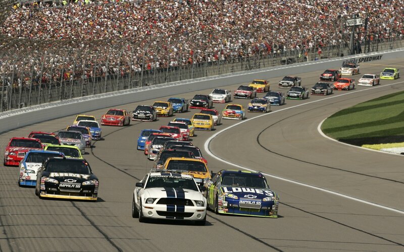 NASCAR Race Cars on Track — White