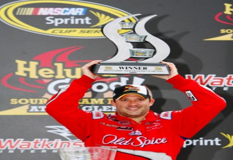 NASCAR race winner celebrates