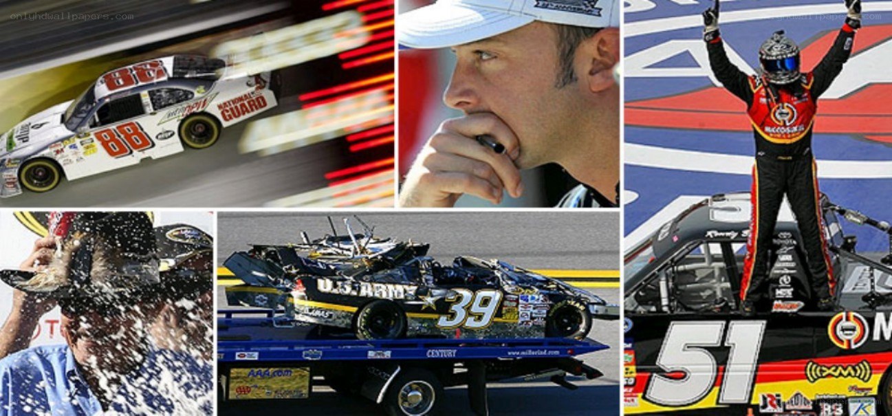 NASCAR racing moments collage