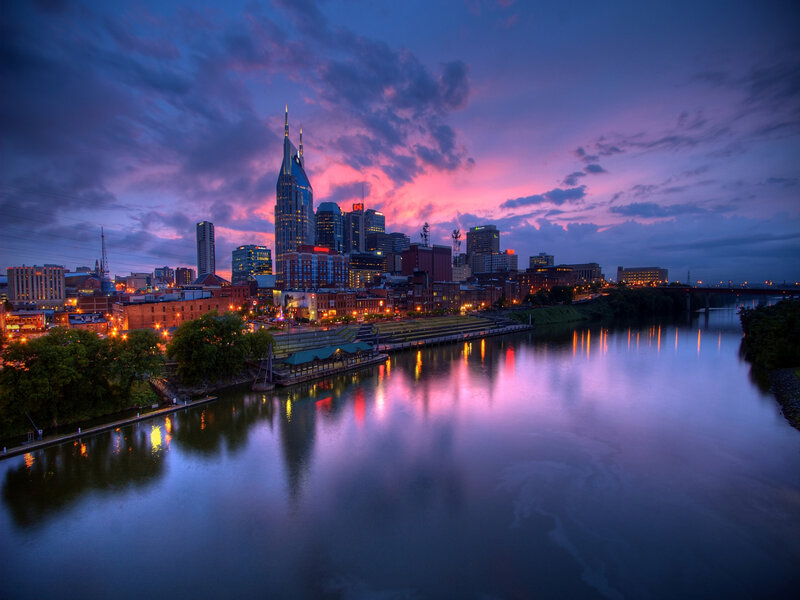 Nashville skyline at dusk