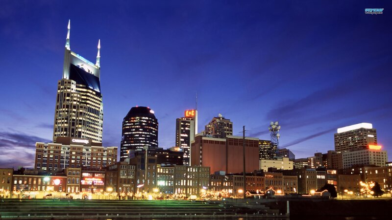 Nashville Skyline at Dusk — Blue, Calm, Night