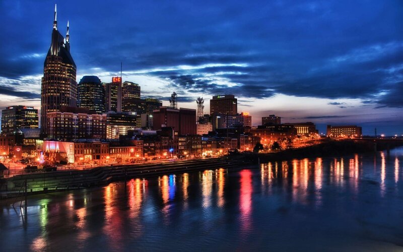 Nashville Skyline at Dusk — Blue, Dramatic