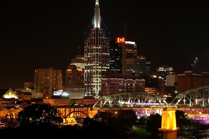 Nashville Skyline at Night — Black, Dramatic