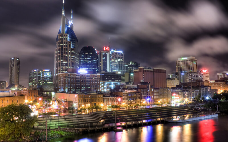 Nashville Skyline at Night — Blue, Dramatic