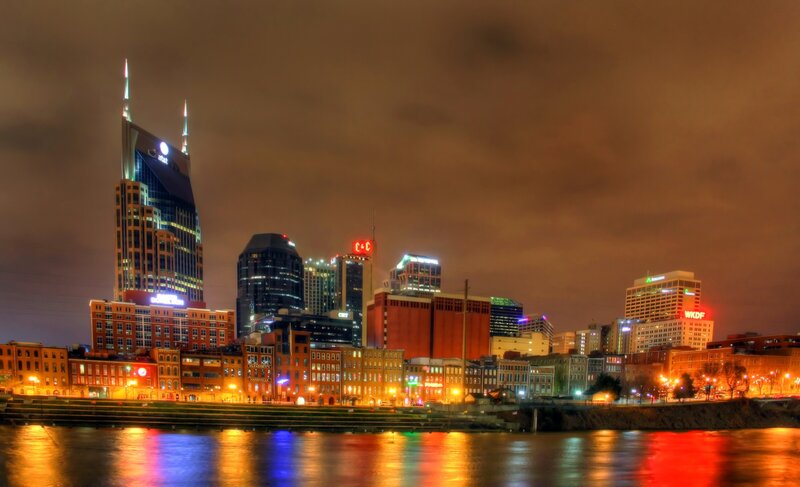 Nashville Skyline at Night — Orange, Dramatic