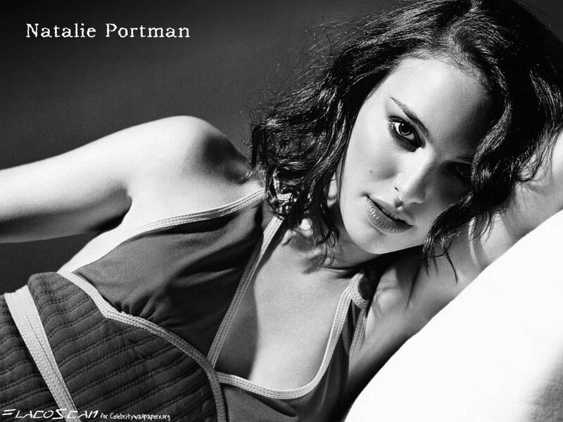 Natalie Portman in black and white