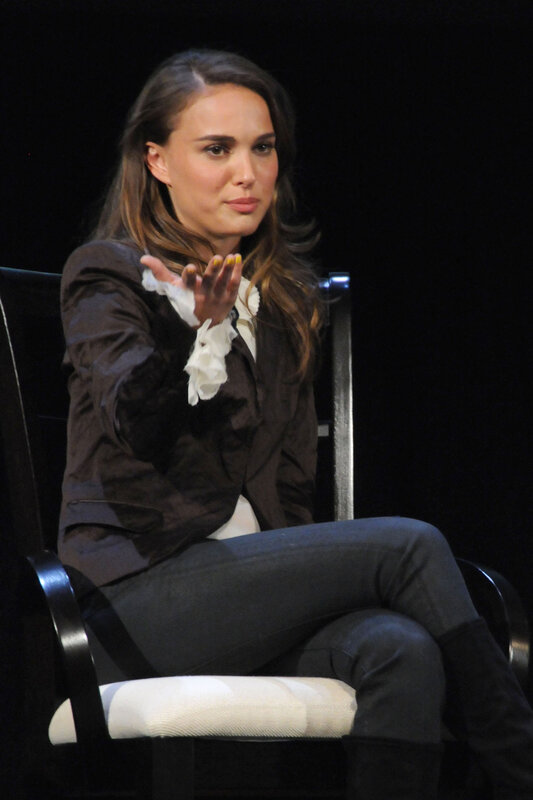 Natalie Portman speaking on stage