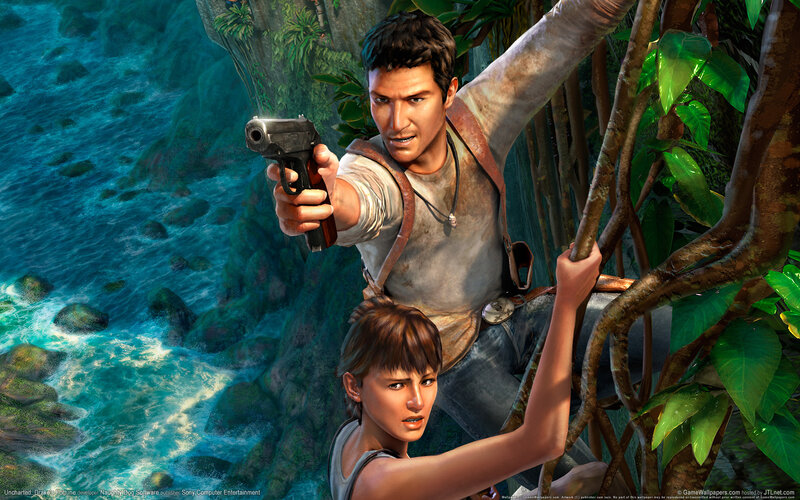 Nathan Drake and Chloe in jungle
