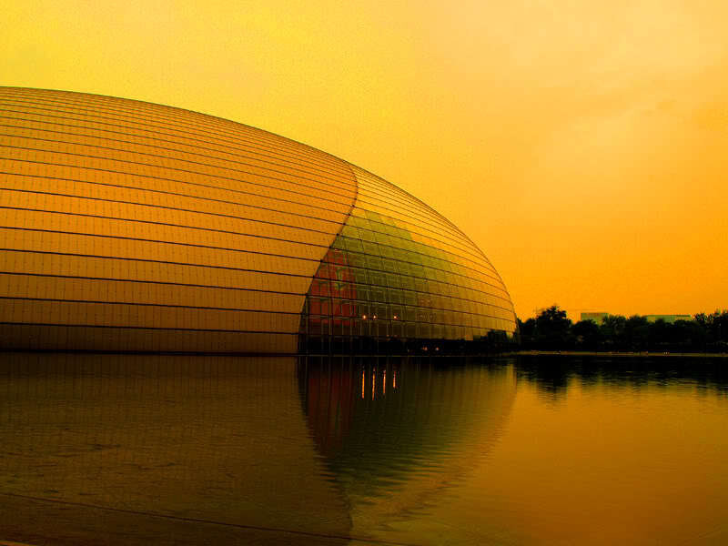 National Centre for the Performing Arts at sunset
