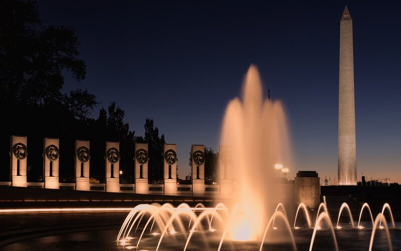 National World War II Memorial at night