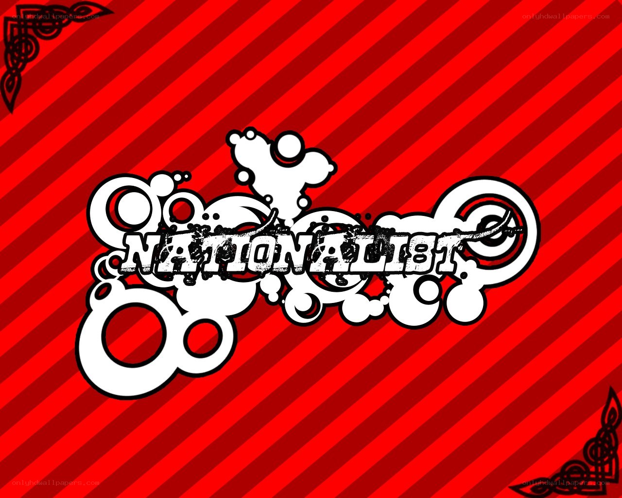 Nationalist logo on red stripes