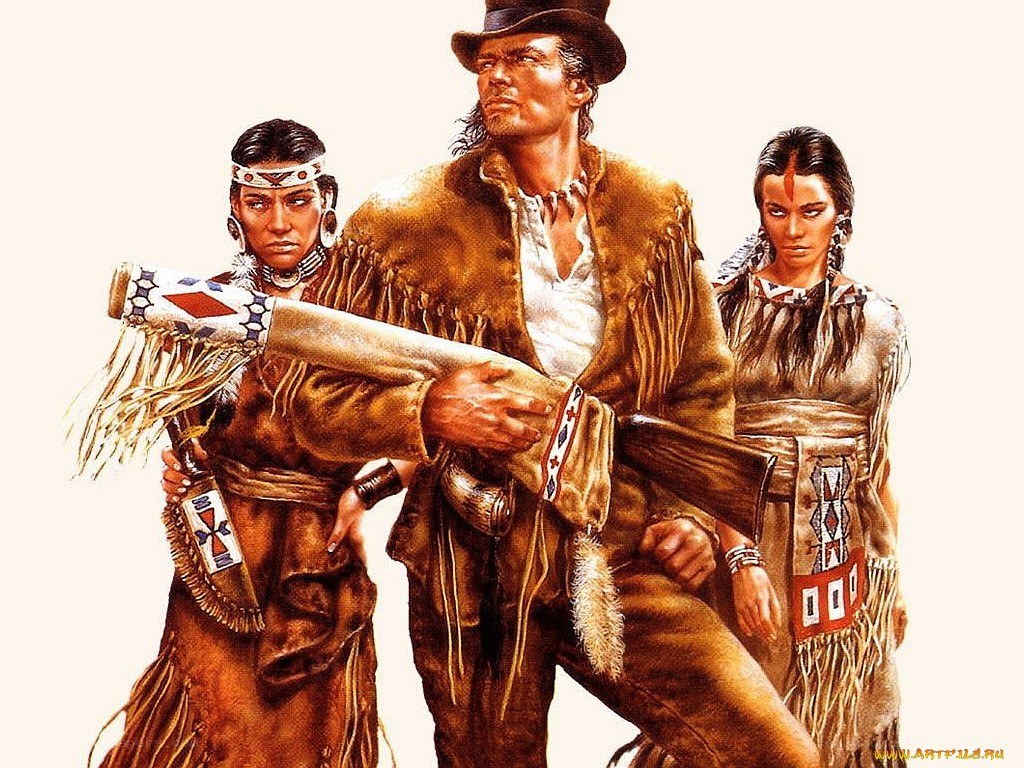 Native American and fur trader group