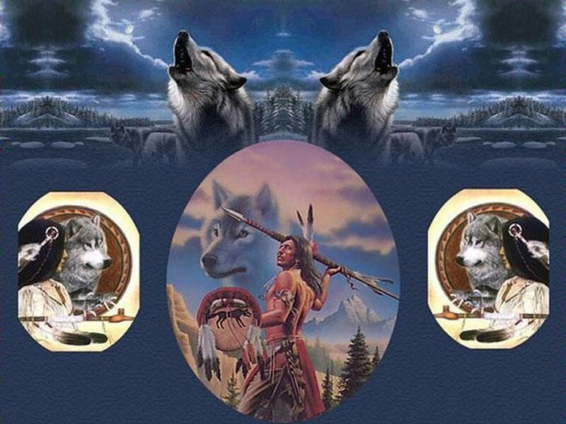 Native American and wolf imagery