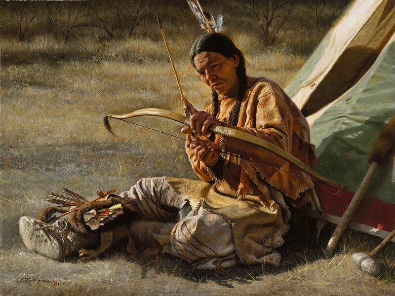 Native American archer at camp