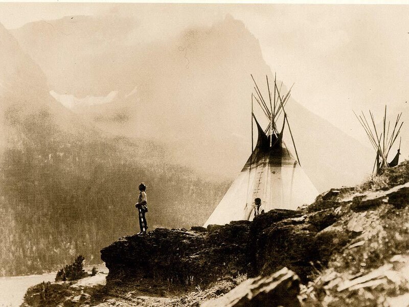 Native American Boy on Cliff