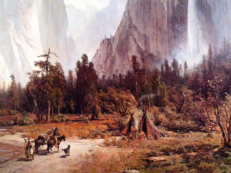 Native American Camp in Valley — Brown