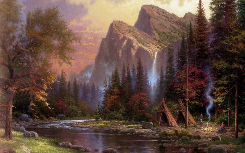 Native American Camp in Valley