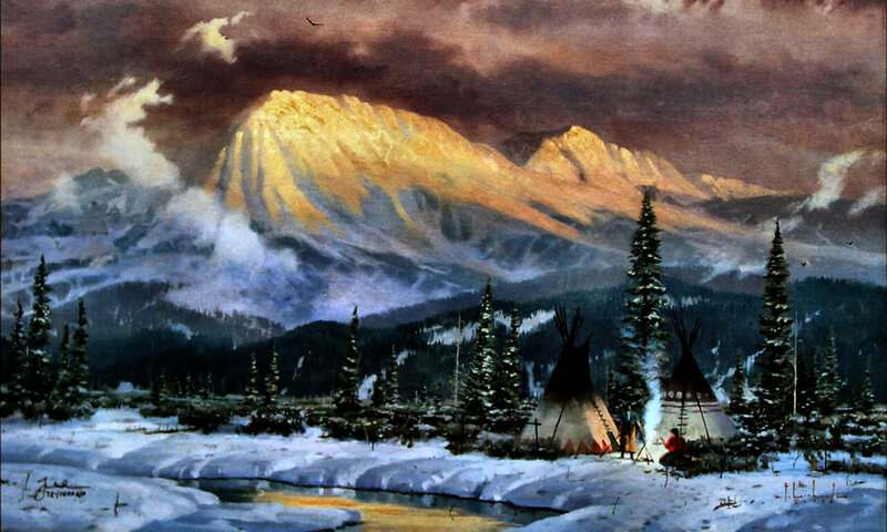 Native American Camp in Winter