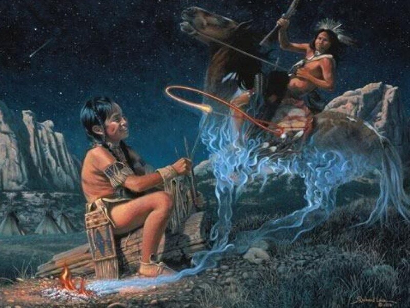 Native American campfire scene