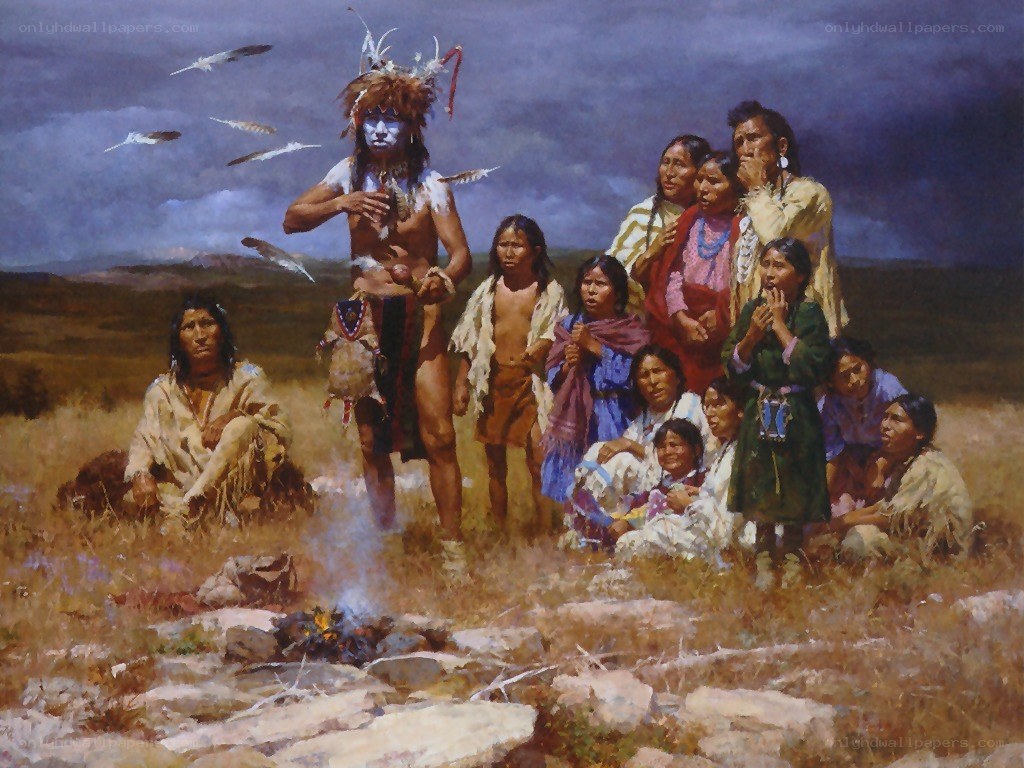 Native American ceremony in field