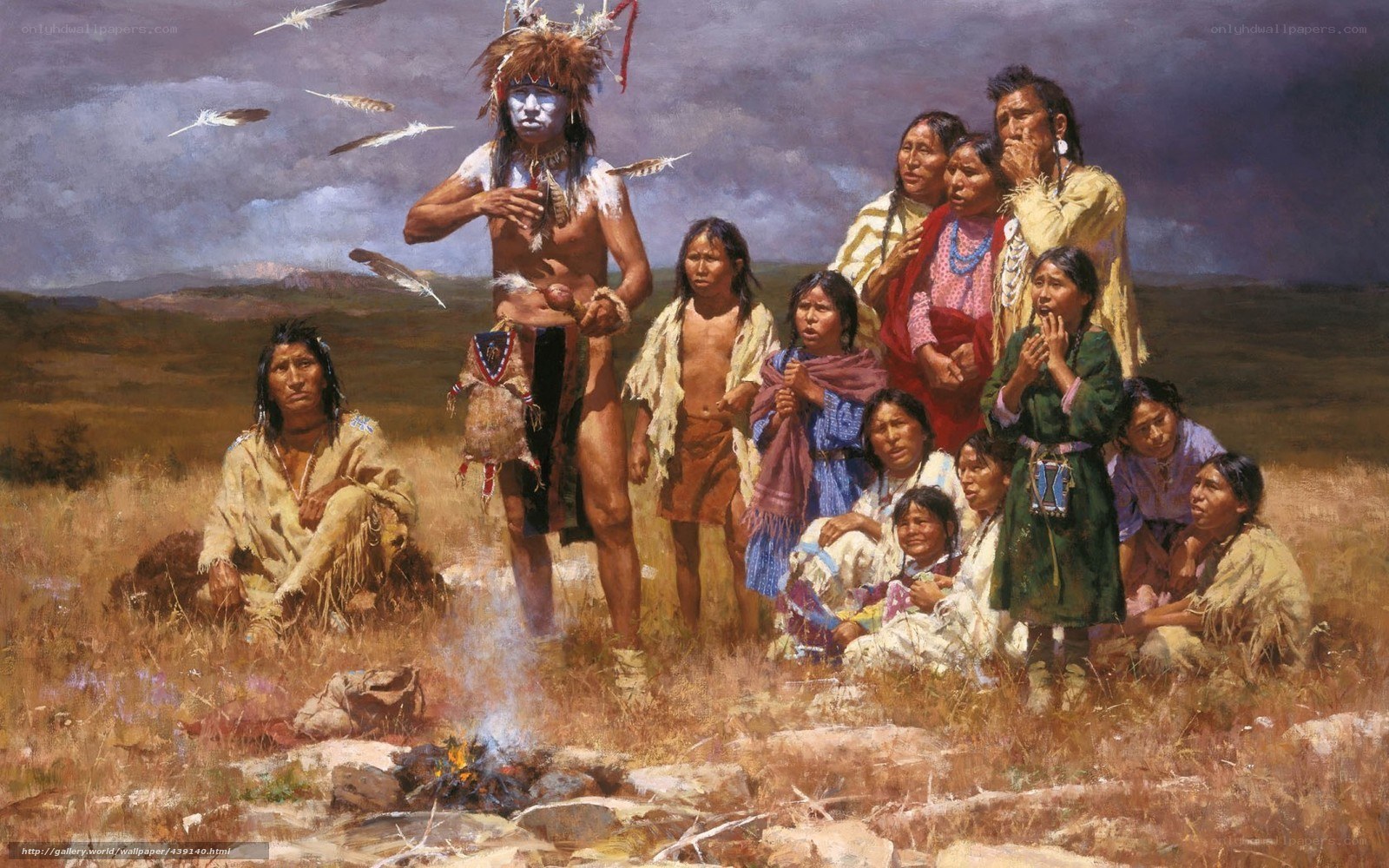 Native American ceremony in field