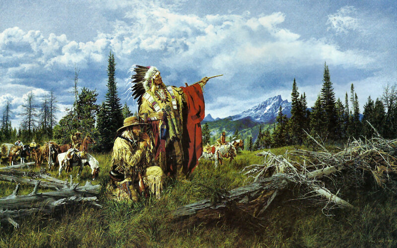 Native American Chief and Warriors