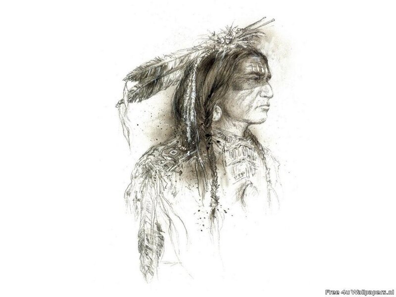 Native American Chief — Black, Serious, Illustration