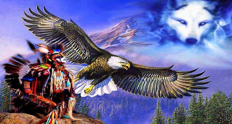 Native American Chief — Blue, Dramatic, Digital Art