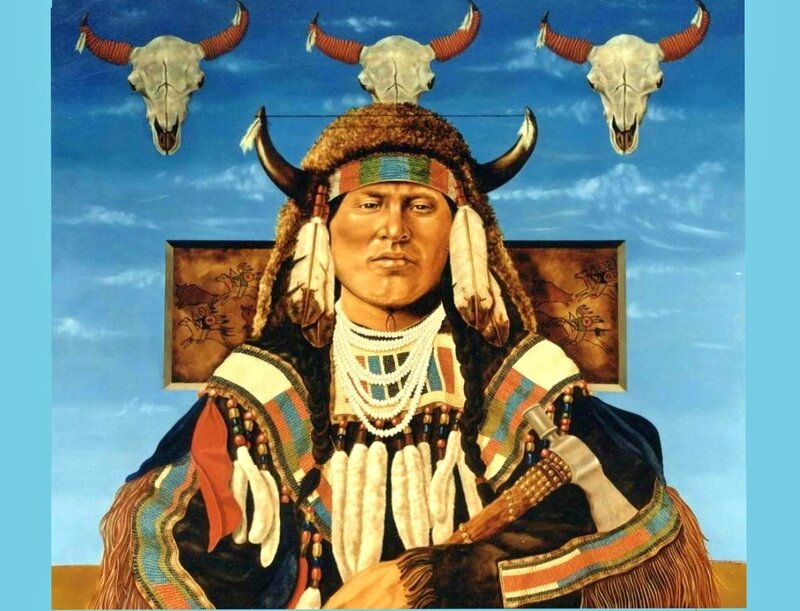 Native American Chief — Blue, Dramatic, Painting