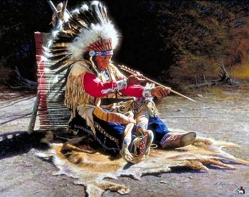 Native American Chief — Brown, Dramatic, Afternoon, Painting