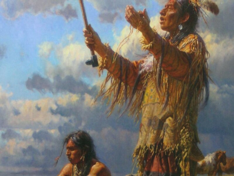 Native American chief in prayer