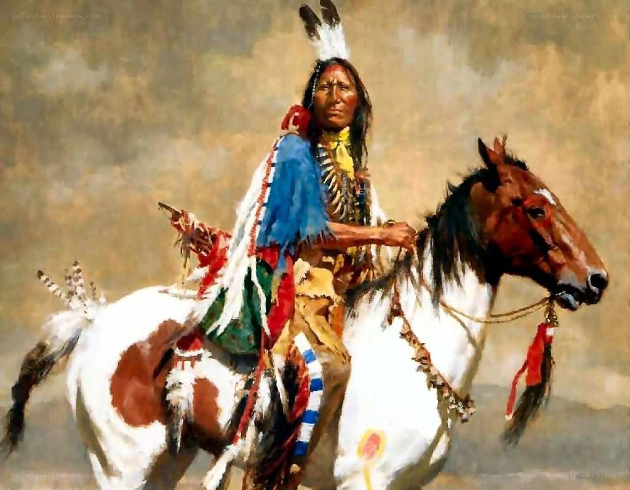 Native American chief on horseback