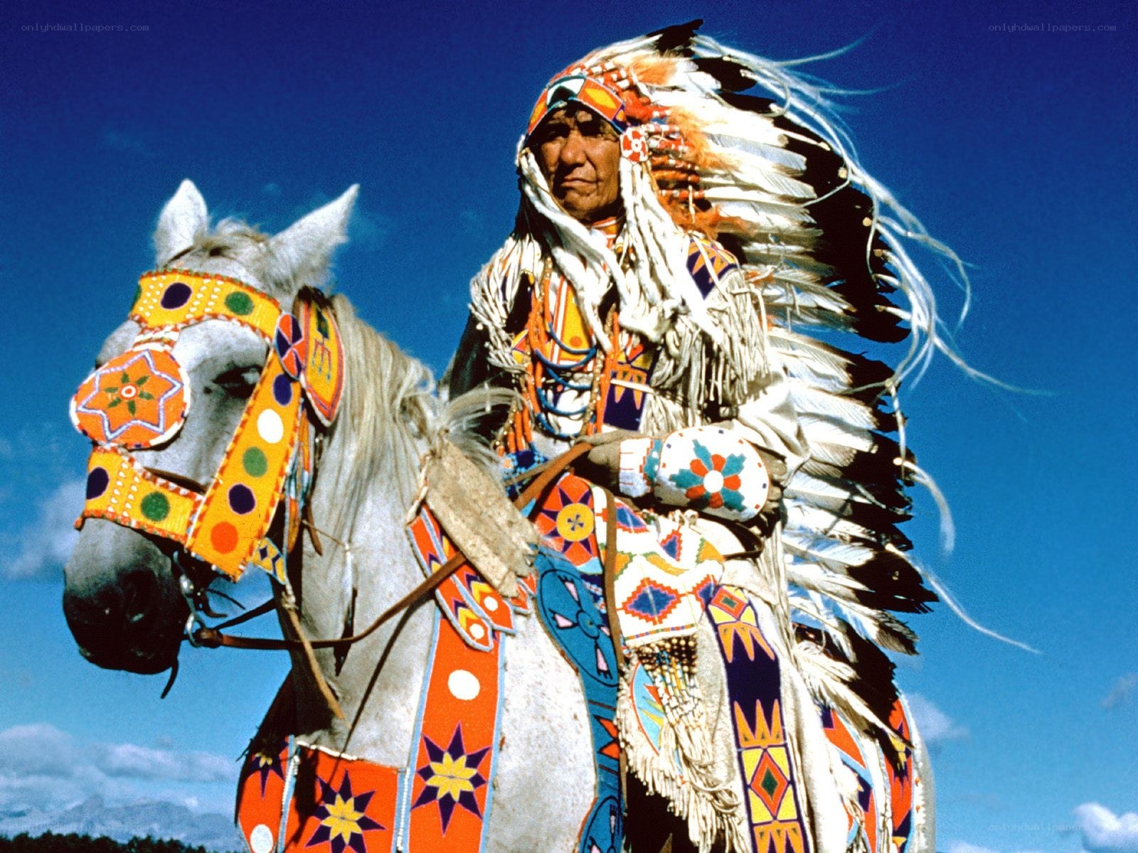 Native American chief on horseback